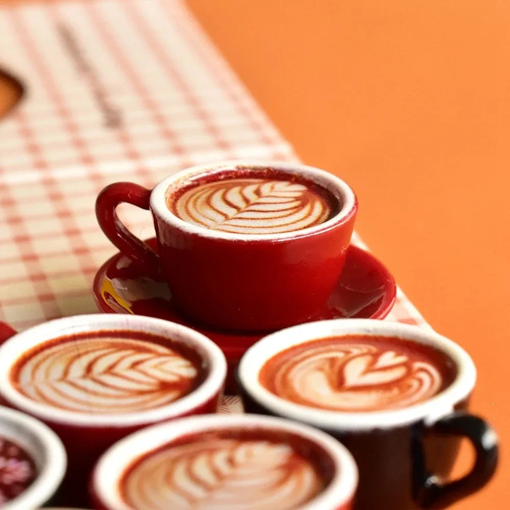 8Pcs/Set 1/6 Scale Miniature Dollhouse Latte Coffee Mug Mini Cup Model Toys for OB11 BJD Doll Accessories