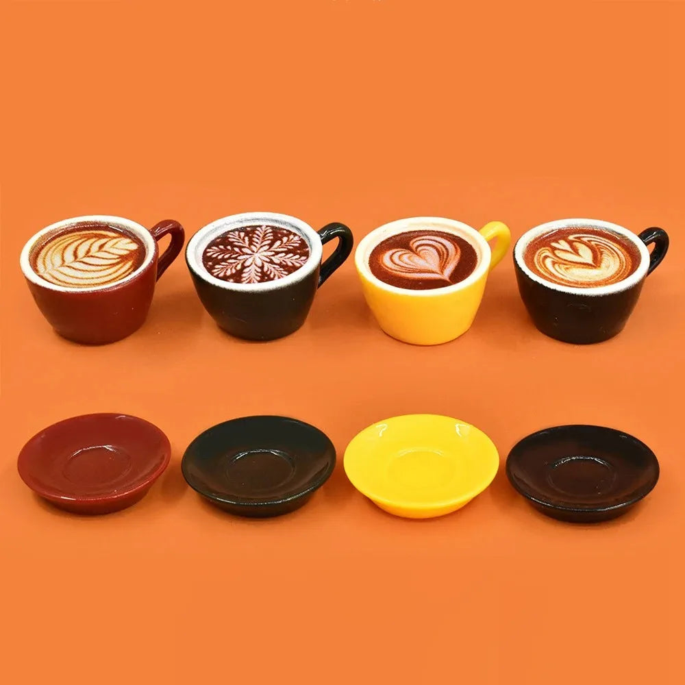 8Pcs/Set 1/6 Scale Miniature Dollhouse Latte Coffee Mug Mini Cup Model Toys for OB11 BJD Doll Accessories