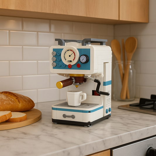 Cafetera Vintage Azul de Bloques