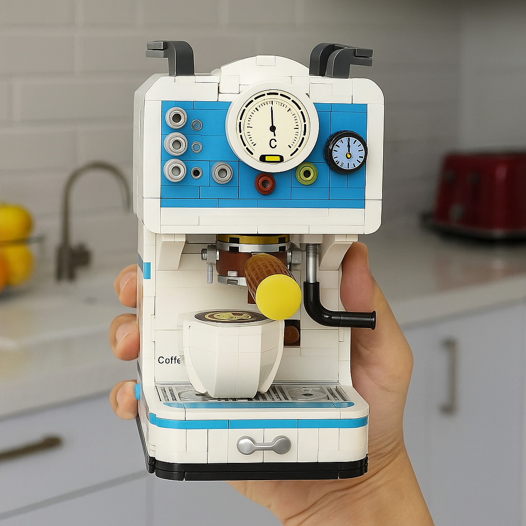 Cafetera Vintage Azul de Bloques