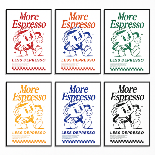 Póster Vintage “More Espresso Less Depresso”