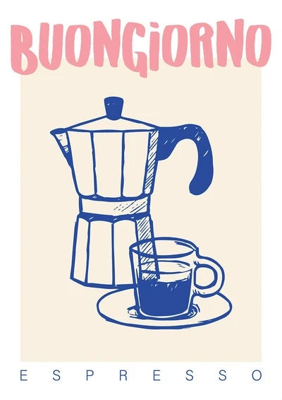 Modern Trendy Retro Vintage Pasta Coffee Espresso Wall Art Prints Canvas Painting Poster Picture for Office Kitchen Home Decor