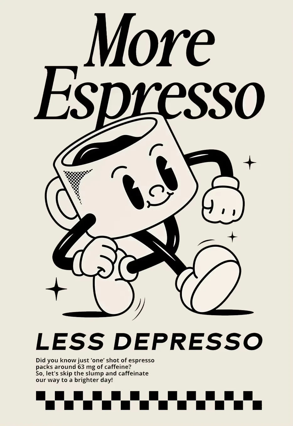 More Espresso Less Depresso Funky Cafe Coffee Quotes Poster Print Canvas Painting Wall Art Pictures for Kitchen Room Home Decor