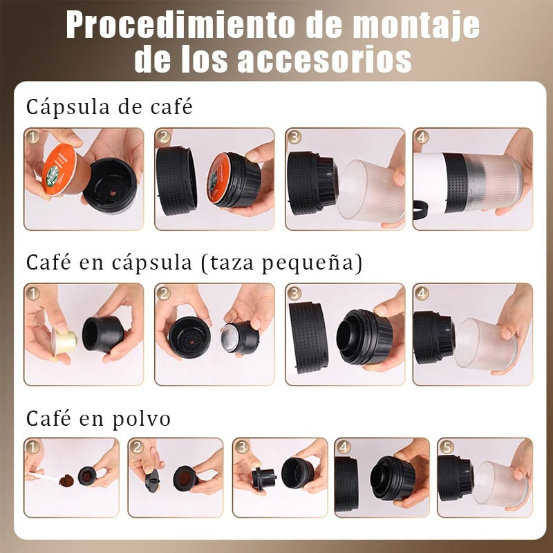 Cafetera Espresso Portátil Inalámbrica 3 en 1
