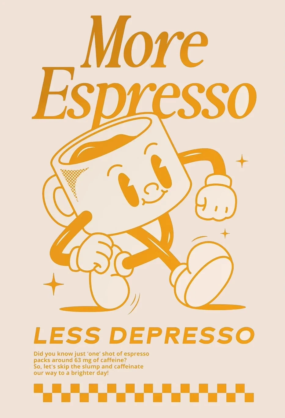 More Espresso Less Depresso Funky Cafe Coffee Quotes Poster Print Canvas Painting Wall Art Pictures for Kitchen Room Home Decor